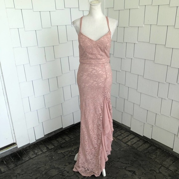 City Studio Lace Metallic Evening Dress Junior's 5 - Picture 3 of 7